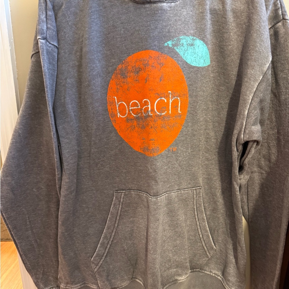 Oura Gray Hoodie with Orange Beach Graphic
